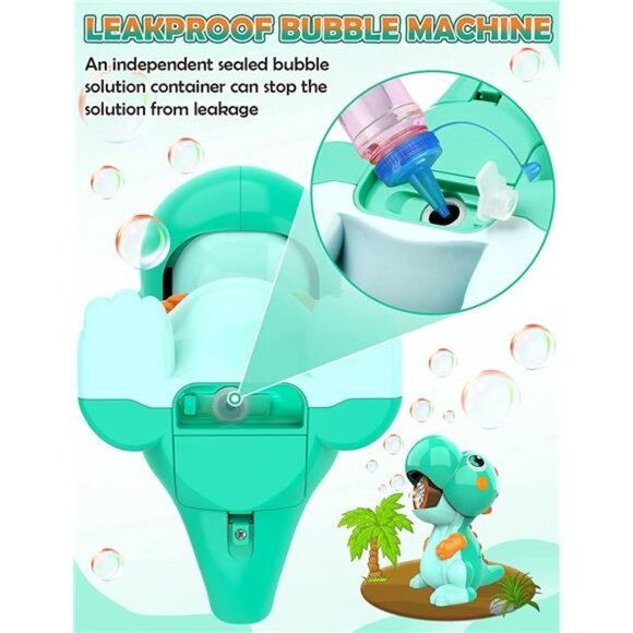 Bubble Machine for Kids, Dinosaur Toys Bubble Blower Maker with Solutions - Picture 3 of 6